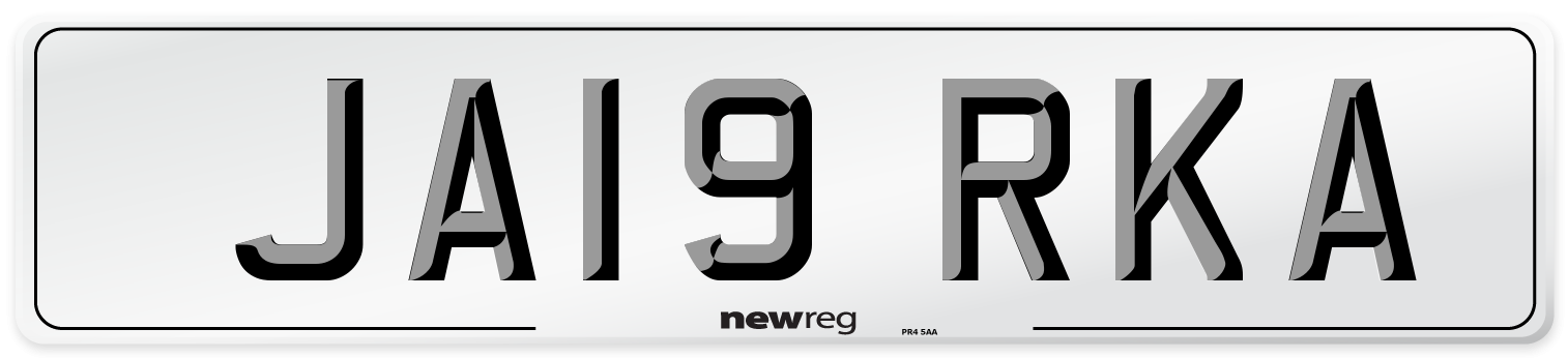 JA19 RKA Number Plate from New Reg